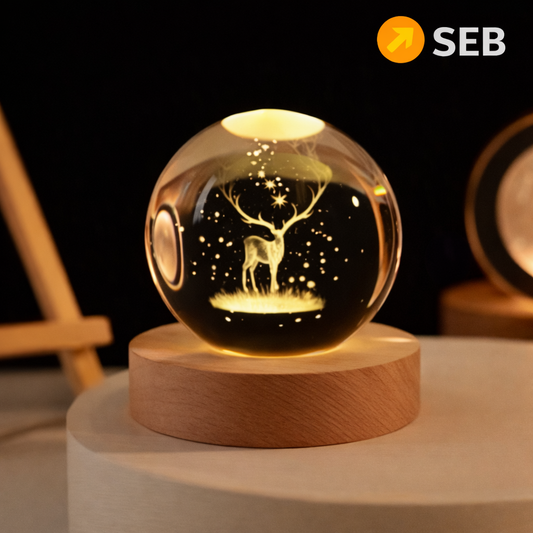 Boule de Cristal LED – Cerf Lumineux 3D