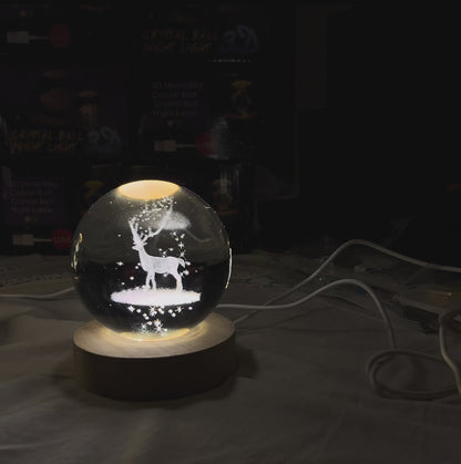 Boule de Cristal LED – Rose 3D “I Love You”